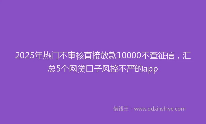 2025年热门不审核直接放款10000不查征信，汇总5个网贷口子风控不严的app