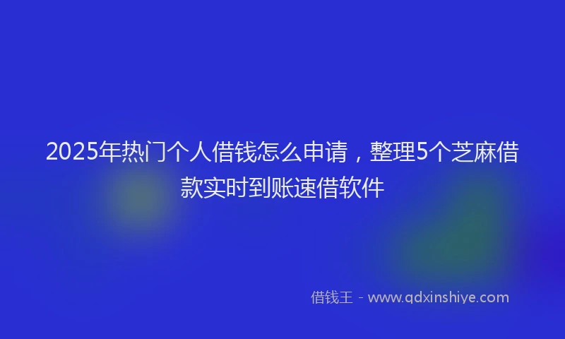 2025年热门个人借钱怎么申请，整理5个芝麻借款实时到账速借软件