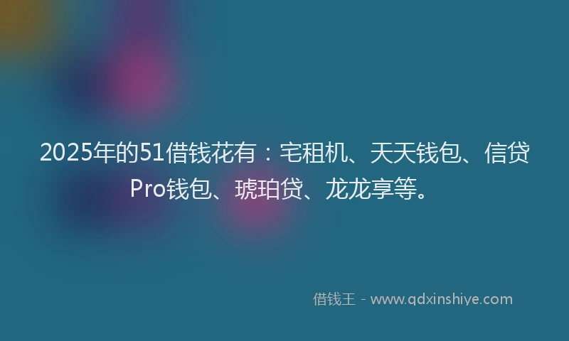 2025年的51借钱花有：宅租机、天天钱包、信贷Pro钱包、琥珀贷、龙龙享等。