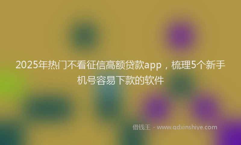 2025年热门不看征信高额贷款app，梳理5个新手机号容易下款的软件