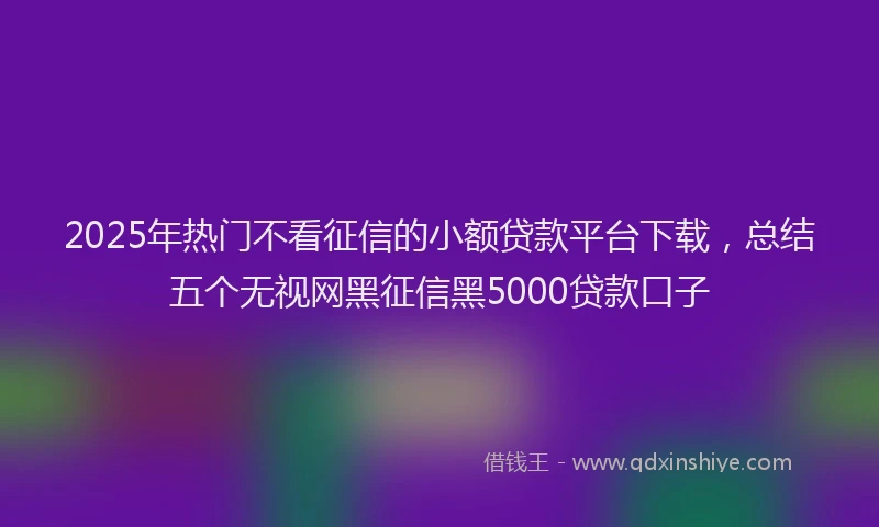 2025年热门不看征信的小额贷款平台下载，总结五个无视网黑征信黑5000贷款口子