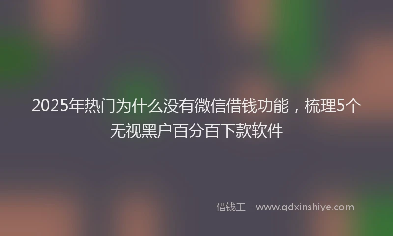 2025年热门为什么没有微信借钱功能，梳理5个无视黑户百分百下款软件