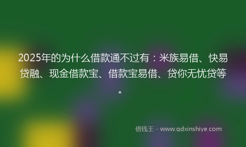 2025年的为什么借款通不过有：米族易借、快易贷融、现金借款宝、借款宝易借、贷你无忧贷等。