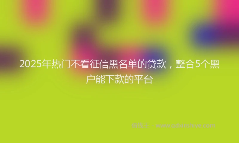 2025年热门不看征信黑名单的贷款，整合5个黑户能下款的平台