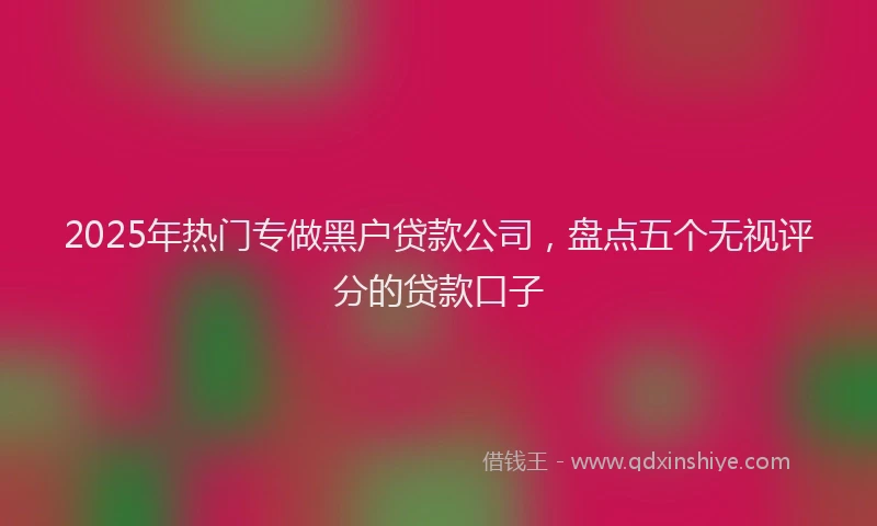 2025年热门专做黑户贷款公司，盘点五个无视评分的贷款口子