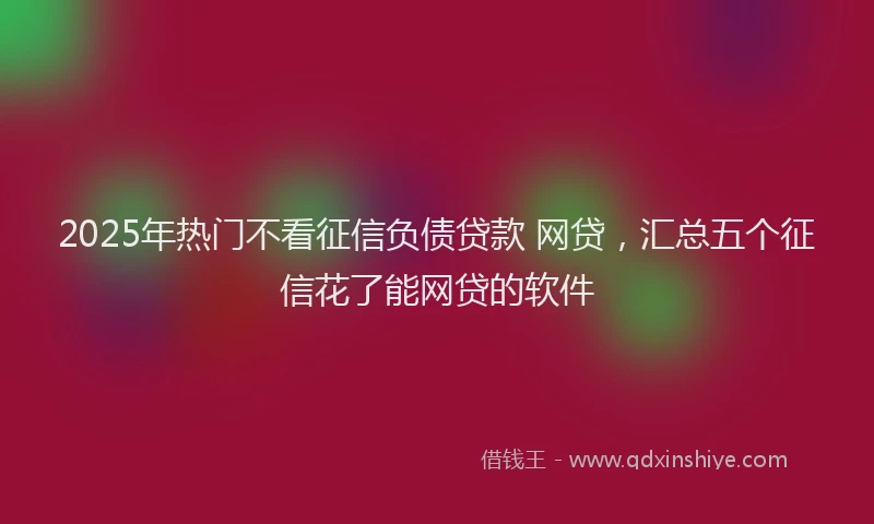 2025年热门不看征信负债贷款 网贷，汇总五个征信花了能网贷的软件