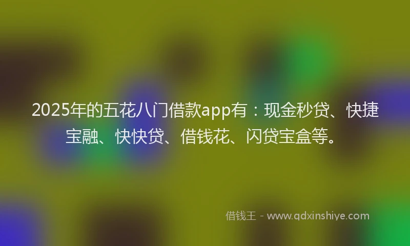 2025年的五花八门借款app有：现金秒贷、快捷宝融、快快贷、借钱花、闪贷宝盒等。