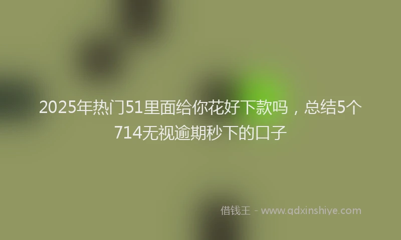 2025年热门51里面给你花好下款吗，总结5个714无视逾期秒下的口子