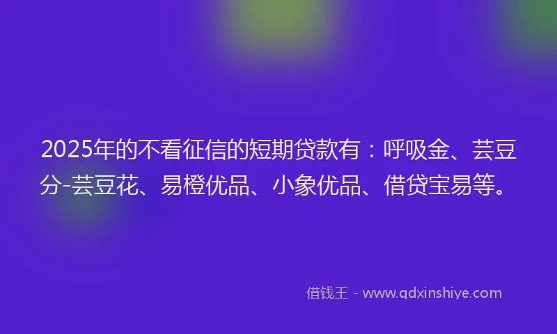 2025年的不看征信的短期贷款有：呼吸金、芸豆分-芸豆花、易橙优品、小象优品、借贷宝易等。