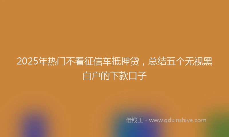 2025年热门不看征信车抵押贷，总结五个无视黑白户的下款口子
