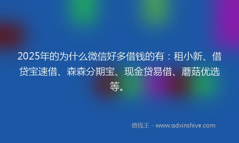 2025年的为什么微信好多借钱的有：租小新、借贷宝速借、森森分期宝、现金贷易借、蘑菇优选等。