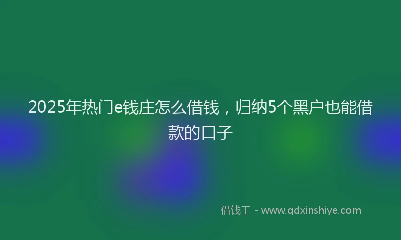 2025年热门e钱庄怎么借钱，归纳5个黑户也能借款的口子