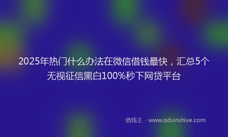 2025年热门什么办法在微信借钱最快，汇总5个无视征信黑白100%秒下网贷平台