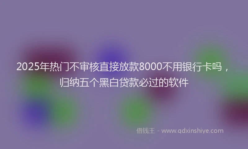 2025年热门不审核直接放款8000不用银行卡吗，归纳五个黑白贷款必过的软件