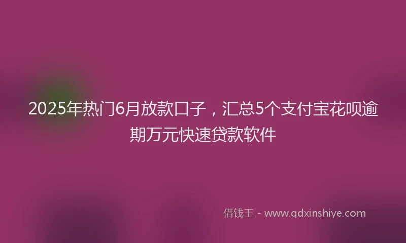 2025年热门6月放款口子，汇总5个支付宝花呗逾期万元快速贷款软件