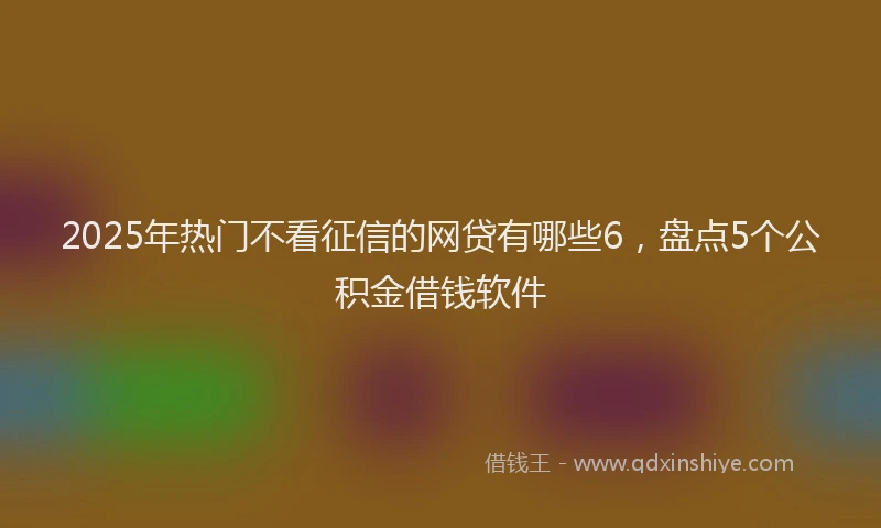 2025年热门不看征信的网贷有哪些6，盘点5个公积金借钱软件