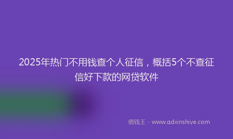 2025年热门不用钱查个人征信，概括5个不查征信好下款的网贷软件
