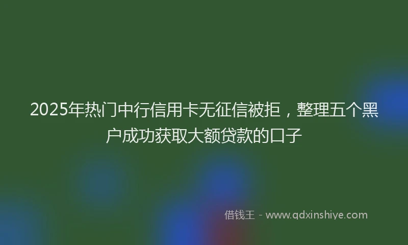 2025年热门中行信用卡无征信被拒，整理五个黑户成功获取大额贷款的口子