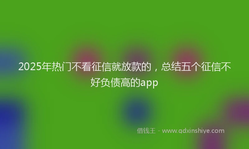 2025年热门不看征信就放款的，总结五个征信不好负债高的app