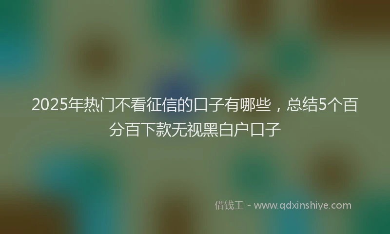 2025年热门不看征信的口子有哪些，总结5个百分百下款无视黑白户口子