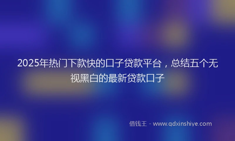 2025年热门下款快的口子贷款平台，总结五个无视黑白的最新贷款口子