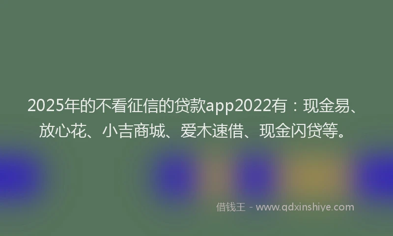 2025年的不看征信的贷款app2022有：现金易、放心花、小吉商城、爱木速借、现金闪贷等。