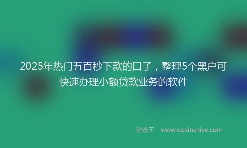 2025年热门五百秒下款的口子，整理5个黑户可快速办理小额贷款业务的软件