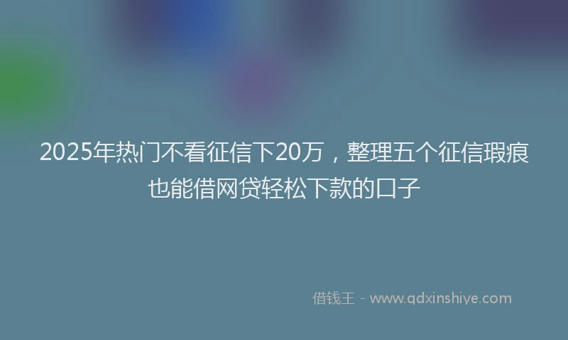2025年热门不看征信下20万，整理五个征信瑕疵也能借网贷轻松下款的口子