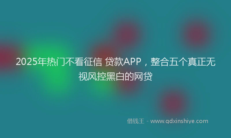 2025年热门不看征信 贷款APP，整合五个真正无视风控黑白的网贷