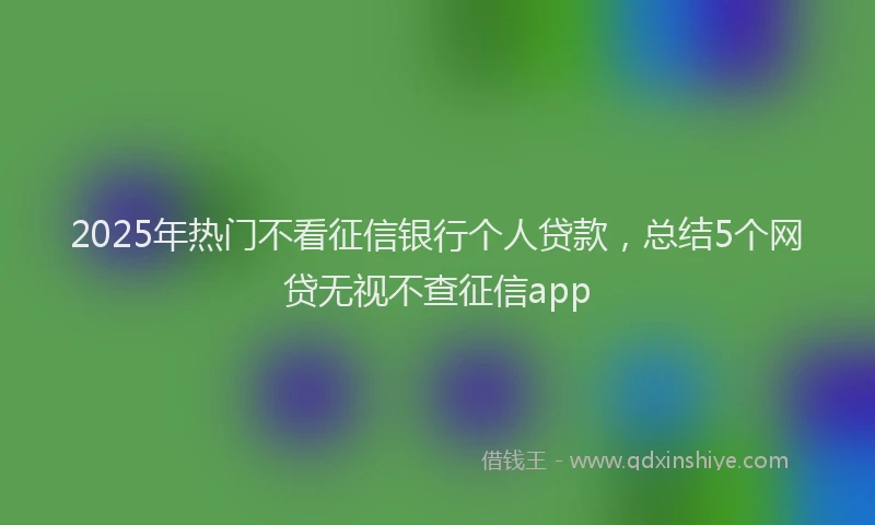 2025年热门不看征信银行个人贷款，总结5个网贷无视不查征信app