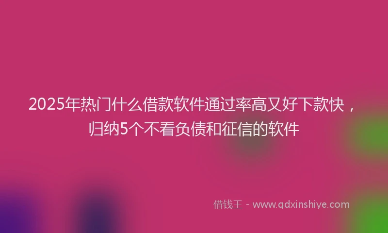 2025年热门什么借款软件通过率高又好下款快，归纳5个不看负债和征信的软件