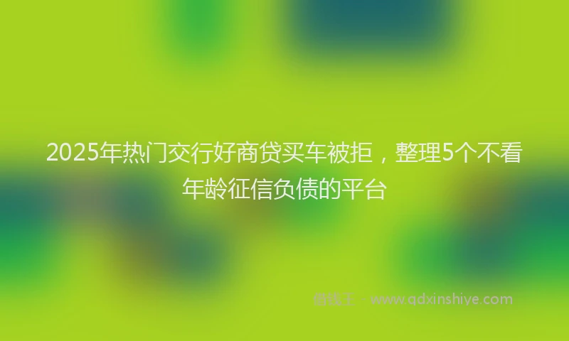 2025年热门交行好商贷买车被拒，整理5个不看年龄征信负债的平台