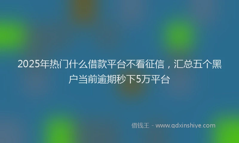 2025年热门什么借款平台不看征信，汇总五个黑户当前逾期秒下5万平台