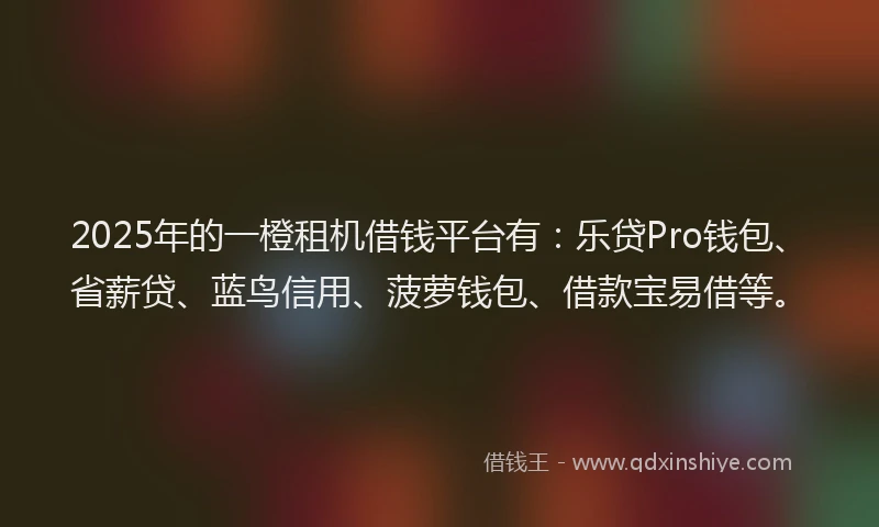 2025年的一橙租机借钱平台有：乐贷Pro钱包、省薪贷、蓝鸟信用、菠萝钱包、借款宝易借等。