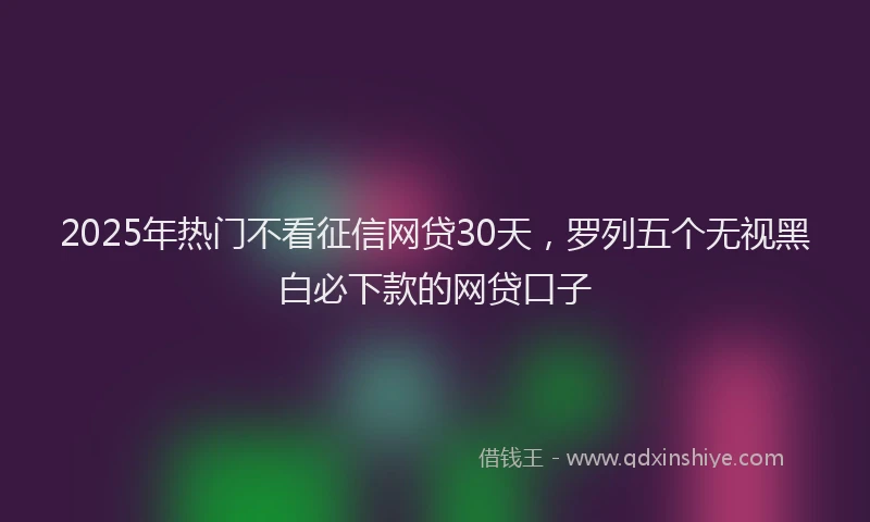 2025年热门不看征信网贷30天，罗列五个无视黑白必下款的网贷口子