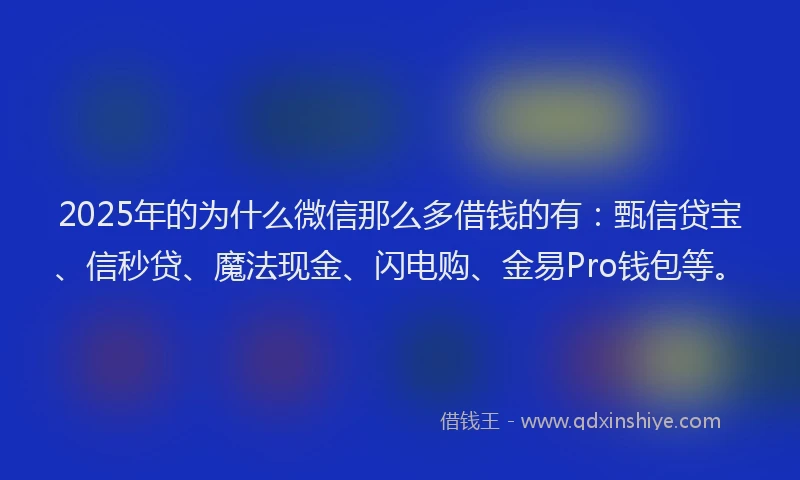2025年的为什么微信那么多借钱的有：甄信贷宝、信秒贷、魔法现金、闪电购、金易Pro钱包等。