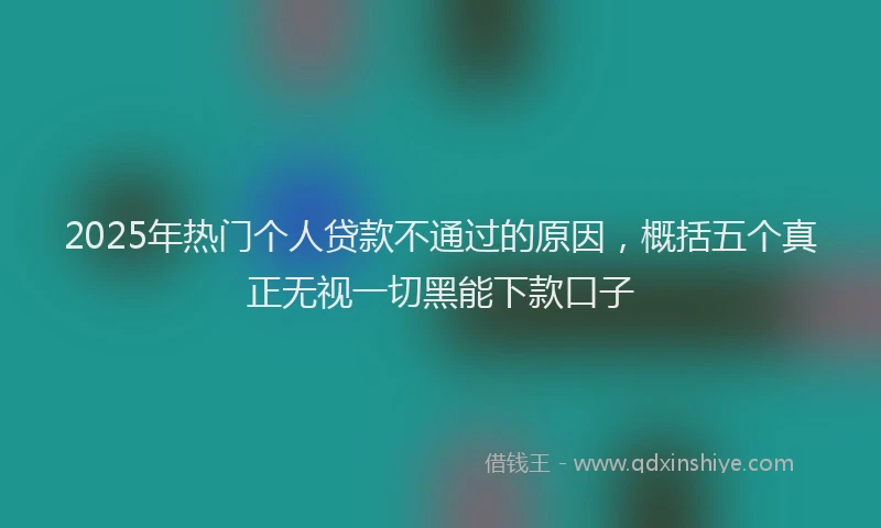 2025年热门个人贷款不通过的原因，概括五个真正无视一切黑能下款口子