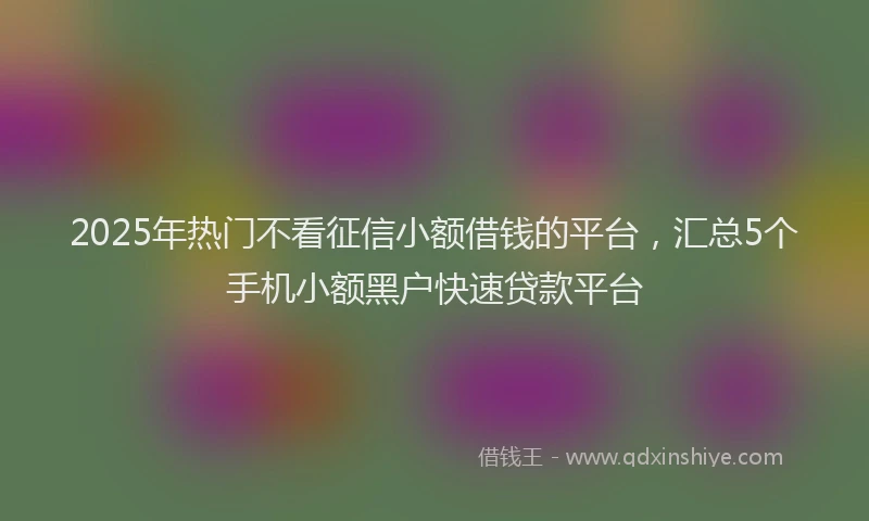 2025年热门不看征信小额借钱的平台，汇总5个手机小额黑户快速贷款平台