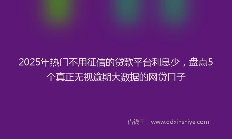 2025年热门不用征信的贷款平台利息少，盘点5个真正无视逾期大数据的网贷口子