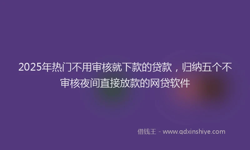 2025年热门不用审核就下款的贷款，归纳五个不审核夜间直接放款的网贷软件