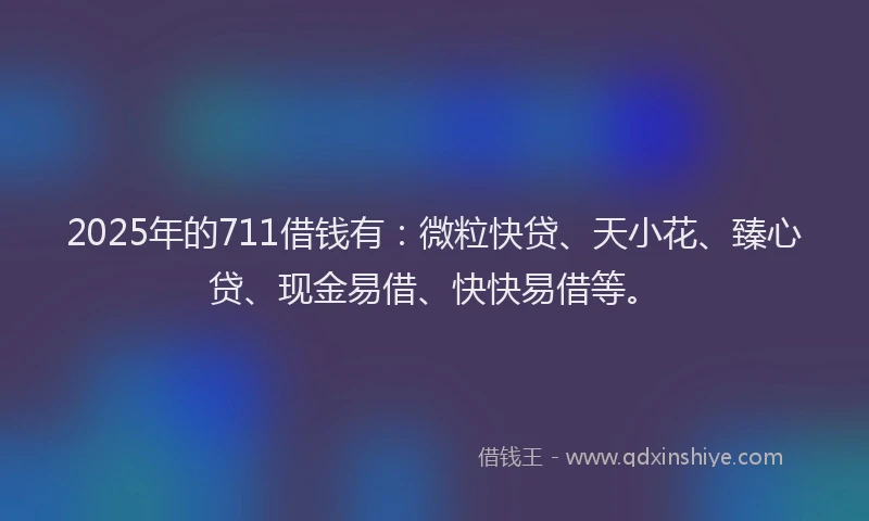 2025年的711借钱有：微粒快贷、天小花、臻心贷、现金易借、快快易借等。