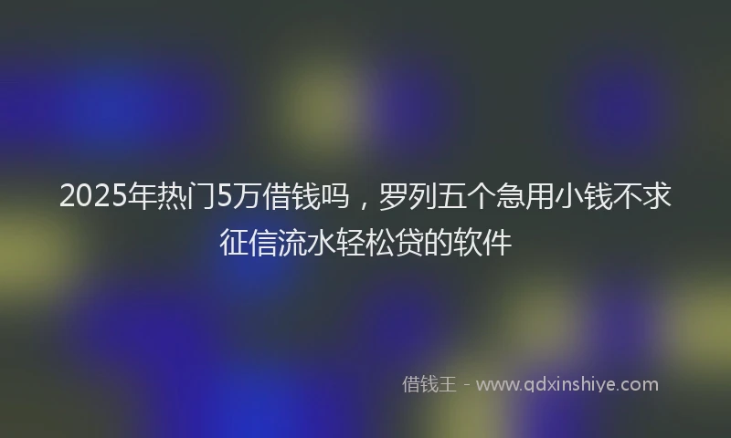 2025年热门5万借钱吗，罗列五个急用小钱不求征信流水轻松贷的软件