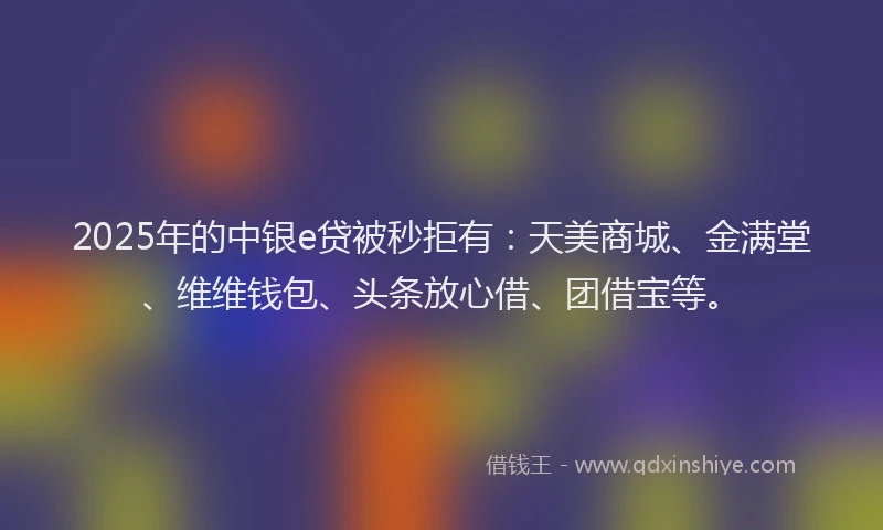 2025年的中银e贷被秒拒有：天美商城、金满堂、维维钱包、头条放心借、团借宝等。