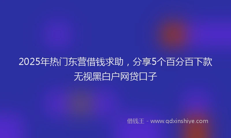 2025年热门东营借钱求助，分享5个百分百下款无视黑白户网贷口子