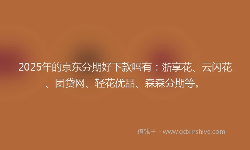 2025年的京东分期好下款吗有：浙享花、云闪花、团贷网、轻花优品、森森分期等。