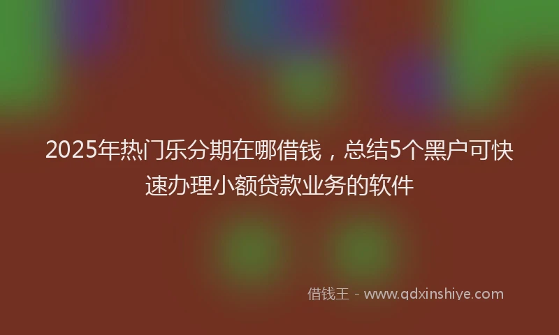 2025年热门乐分期在哪借钱，总结5个黑户可快速办理小额贷款业务的软件