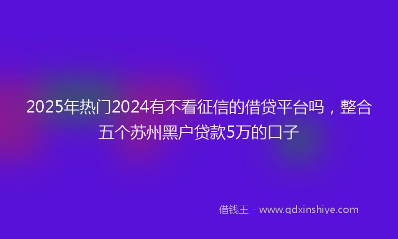 2025年热门2024有不看征信的借贷平台吗，整合五个苏州黑户贷款5万的口子