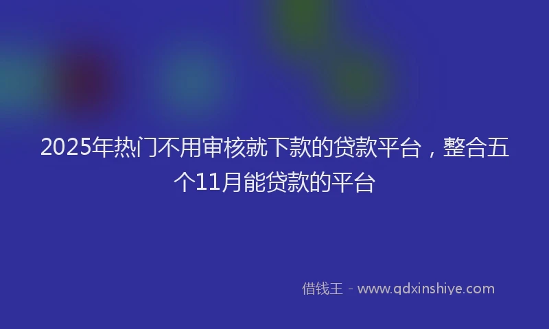 2025年热门不用审核就下款的贷款平台，整合五个11月能贷款的平台