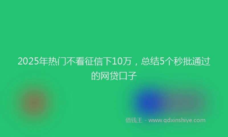 2025年热门不看征信下10万，总结5个秒批通过的网贷口子
