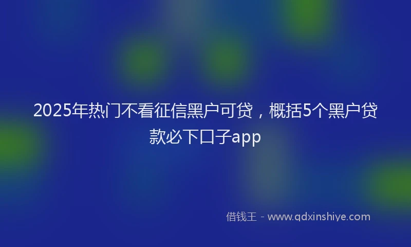 2025年热门不看征信黑户可贷，概括5个黑户贷款必下口子app